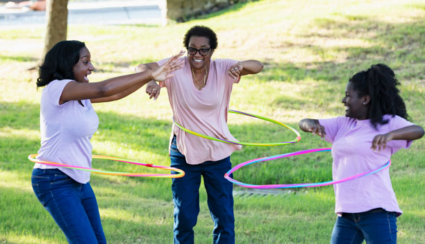 family hoola hooping together